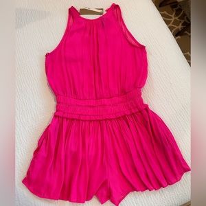 Do+Be Hot Pink Pleated Romper with pockets
